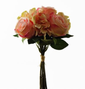 Picture of Artificial Rose, Hydrangea and Greenery Bunch x 7 Stems